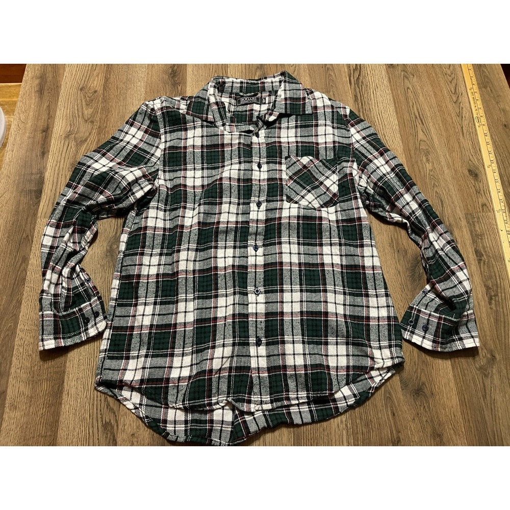 Bogari Shirt, Mens Size XL, Green White Red, Plaid, Button Up, Designed in Italy